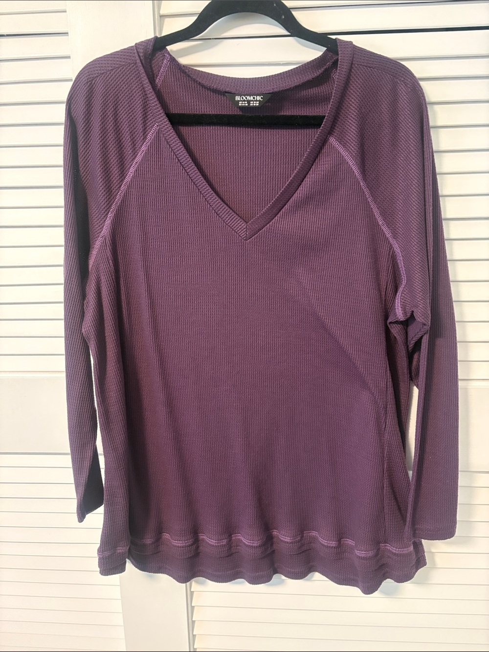 BloomChic Plum V-Neck Long Sleeve thermal Top